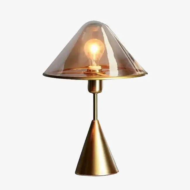 Designer copper style led bedside lamp with glass shade Promotion Saisonnière