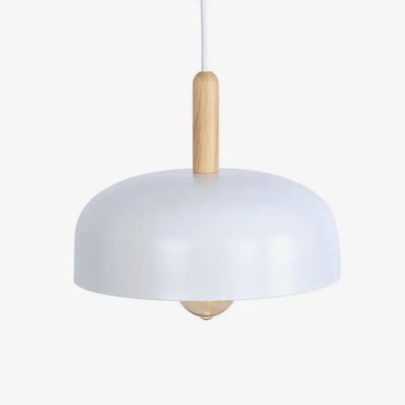 Industrial half-dome led pendant light with wooden holder Usine Directe