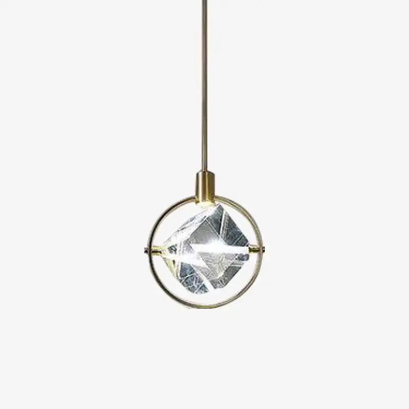 Designer led pendant light with gold ring and glass crystal luxury Solde