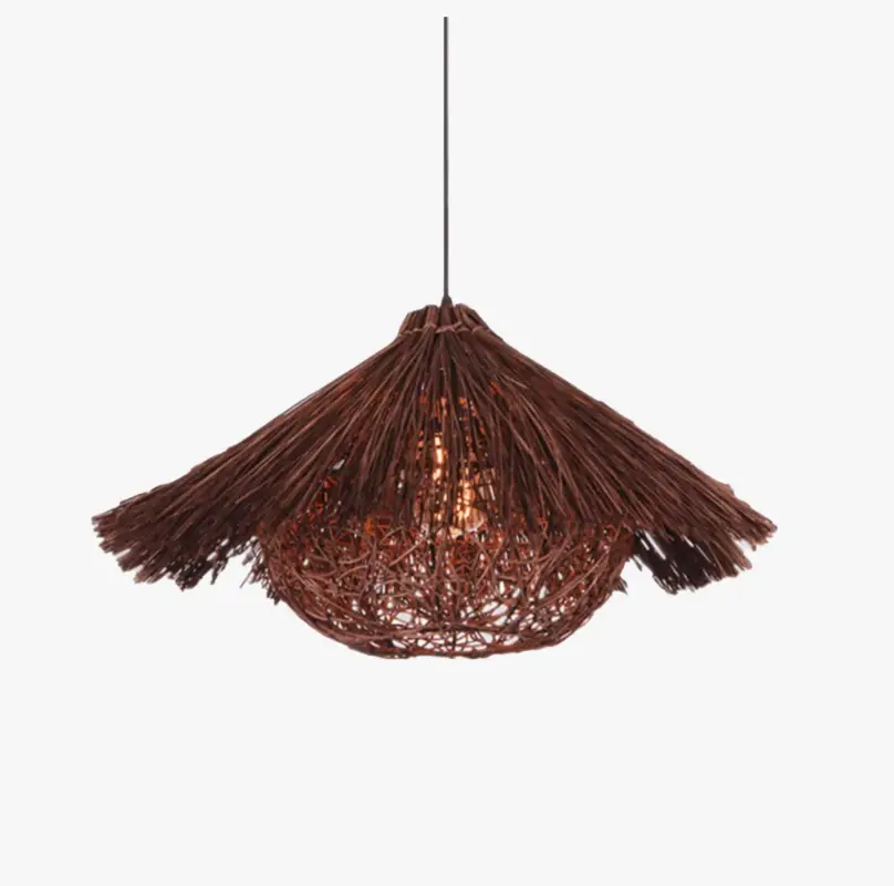 Conical bamboo rattan pendant light Retour Gratuit