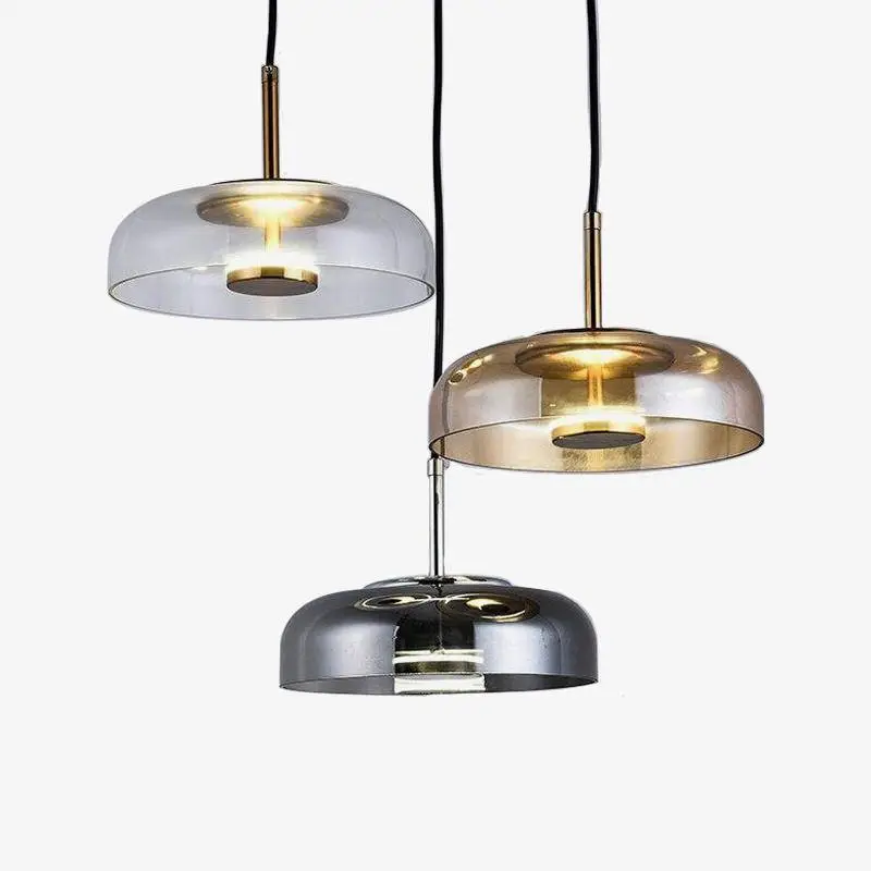 Top Vente Curved smoked glass loft led pendant light