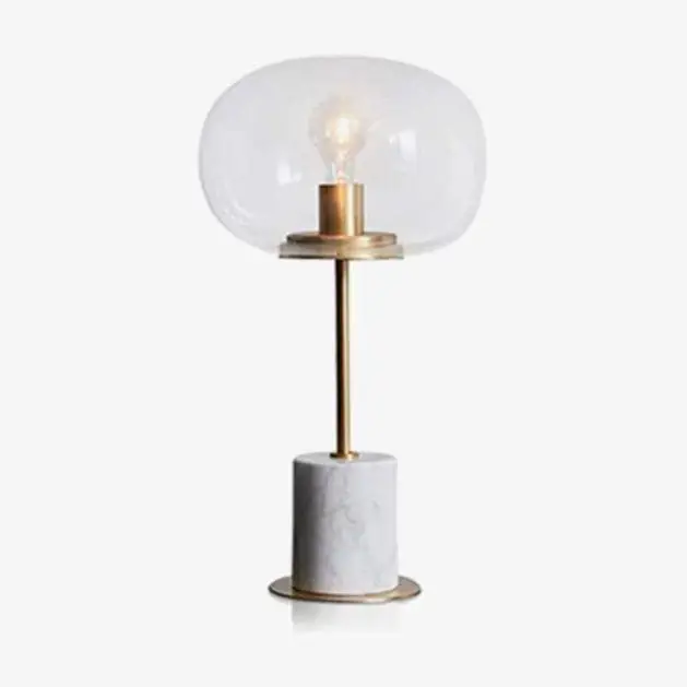 Designer led marble table lamp with gold stem and glass globe Offre Spéciale