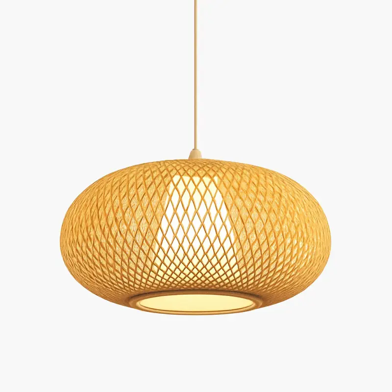 Nouveauté Rattan led pendant light with rounded shade