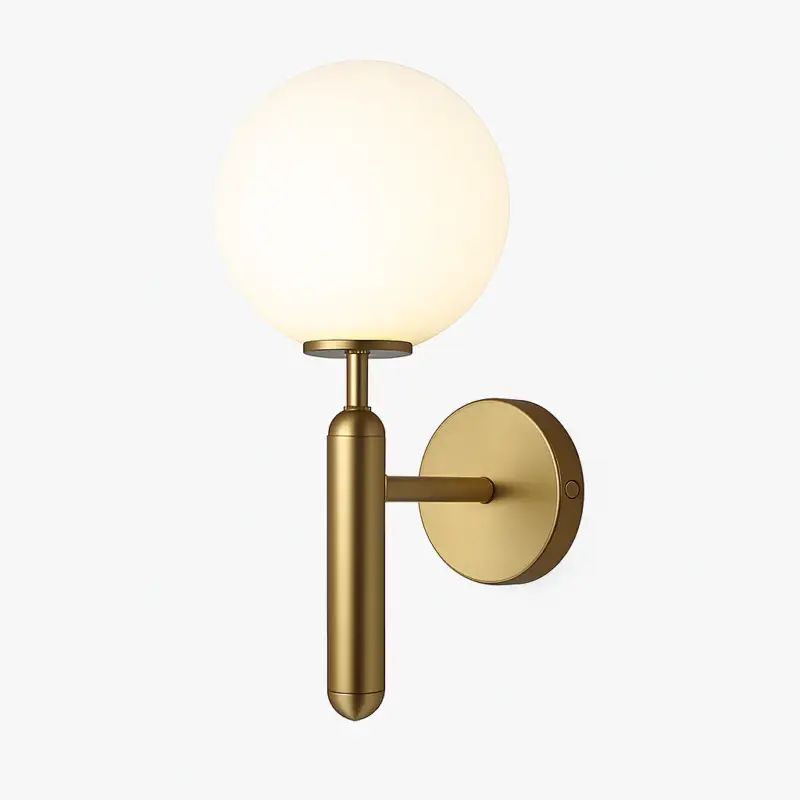 Modern led wall light with glass ball and cylindrical support sconce Nouvel Arrivage