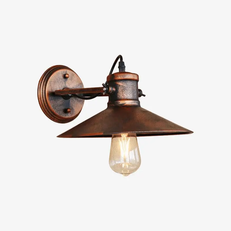 Retro led wall lamp with elongated copper cone shade Bon Marché