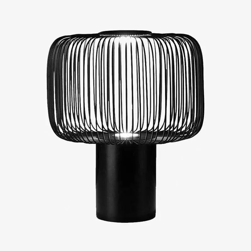 Prix Promo Designer led table lamp with rounded black metal cage shade