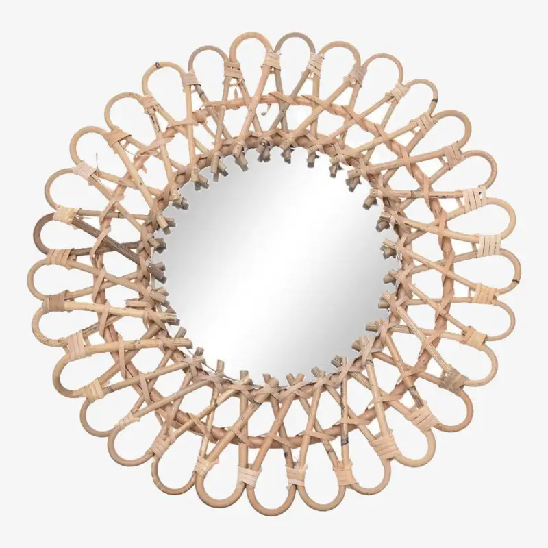 Decorative round rattan wall mirror 40cm Bon Plan