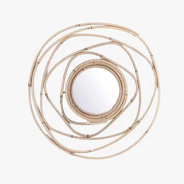Decorative round rattan wall mirror 40cm Certifié