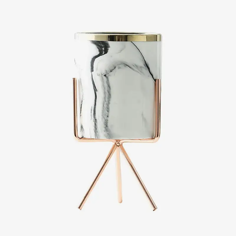 Commande En Gros Designer marble vase with metal support loli déco