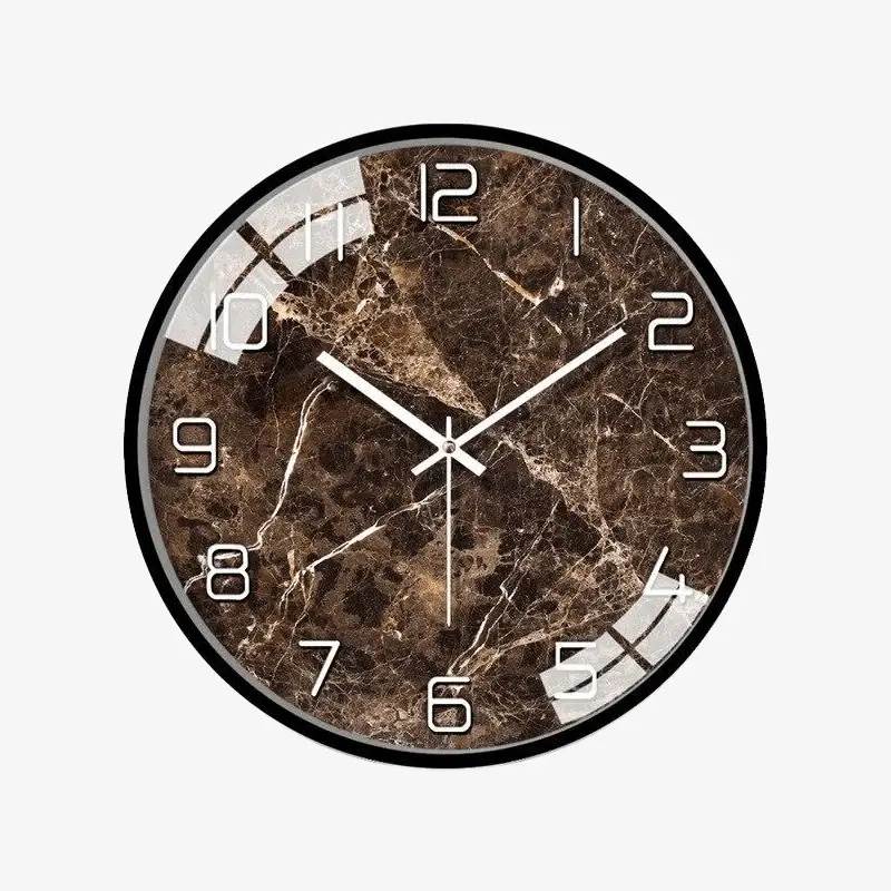 Réduction Silent modern round marble effect wall clock