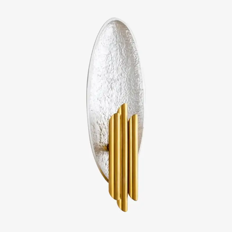 Design led wall light with rounded metal backplate and gold tube rui Offre Spéciale