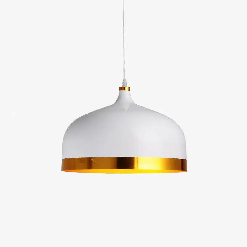 Designer led pendant light with rounded metal lampshade with gold e... Solde