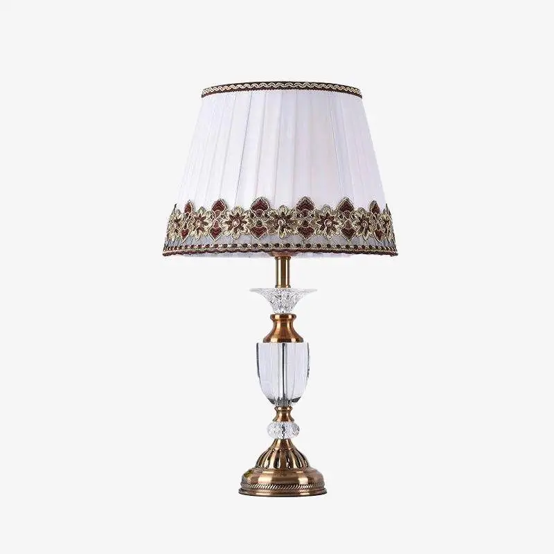 Retro led table lamp in crystal glass with fabric shade Réduction