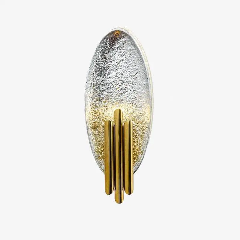 Réduction Designer led wall light with metal tile and gold tube