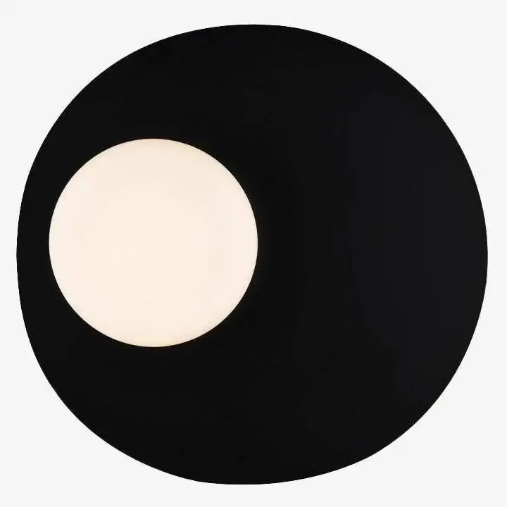 Designer led wall light with black metal disc loft style Expédié Aujourd'hui