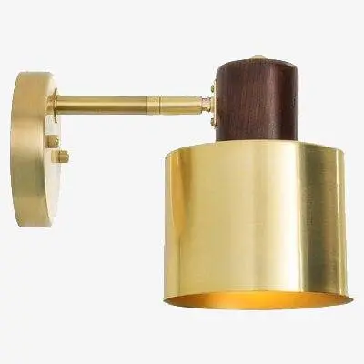 Design led wall light with gold cylindrical shade Marque
