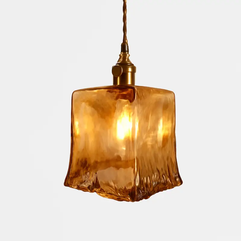 Remise Designer led pendant light with amber glass lampshade retro