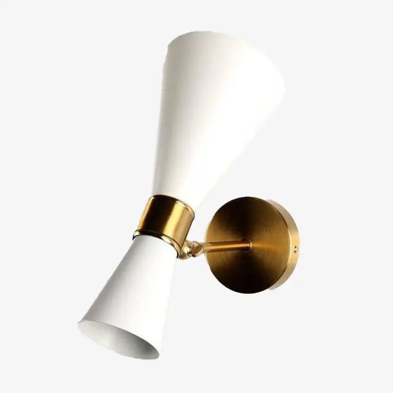 Designer led wall light with rounded double triangle lampshade newray Retour Gratuit