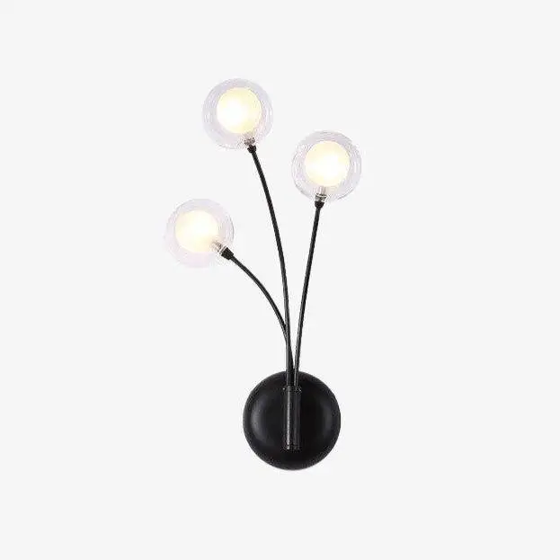 Black led designer wall light with three glass spheres hotel Marque