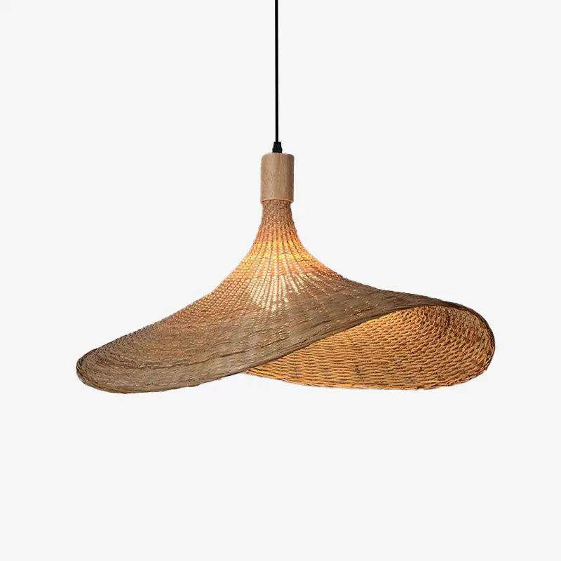 Rustic beige rattan led pendant light hat style Expédition Rapide