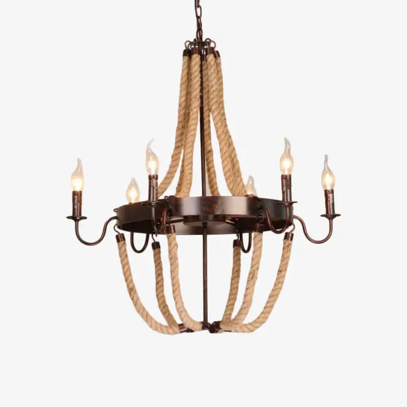 Vintage chandelier with ropes and faux candles vechy Meilleure Vente