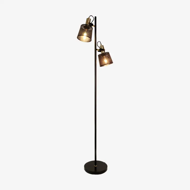 Vintage double-head black metal floor lamp priam Nouvelle Collection