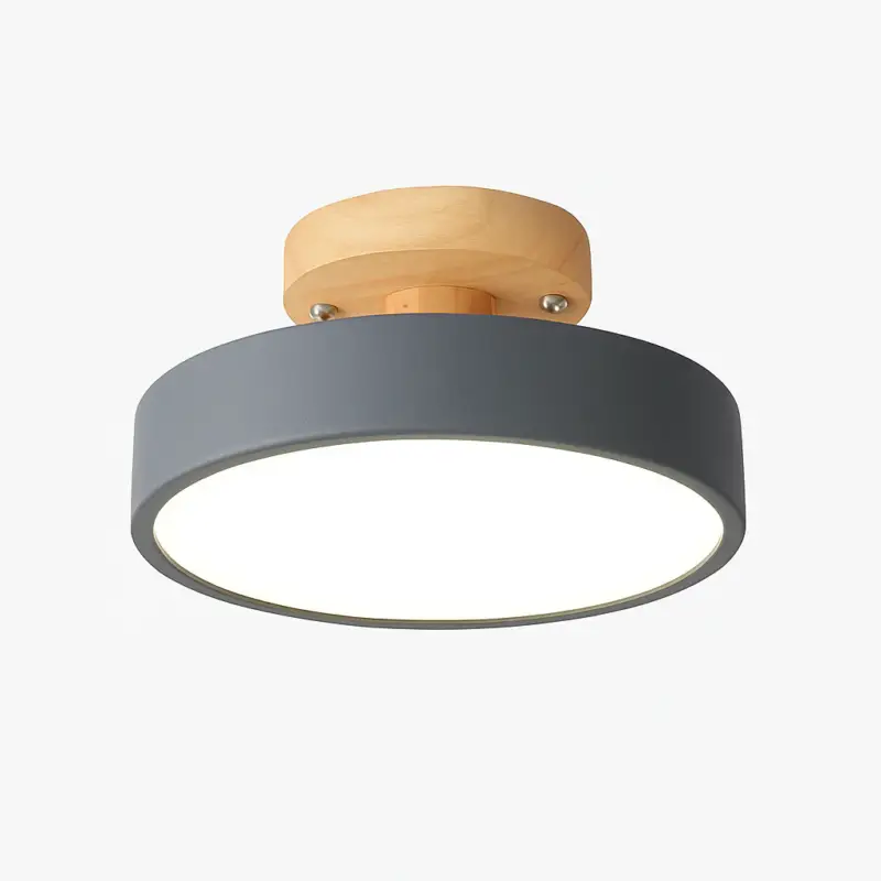 Modern led ceiling light in wood and colored metal celio Commander Maintenant