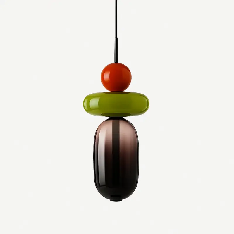Promotion Saisonnière Nemy designer glass pendant light with semi-precious stone style