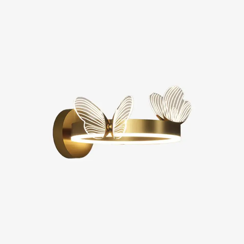 Contemporary round metal led wall light butterfly design Expédié Aujourd'hui