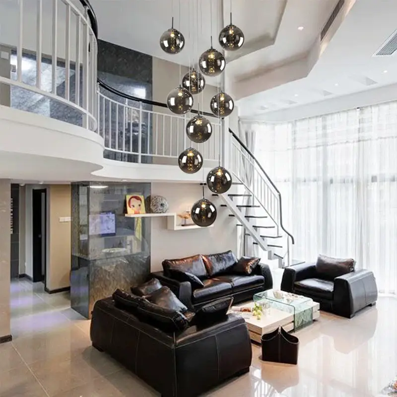 Modern spiral glass ball chandelier g4 for nordic duplex Offre Exclusive