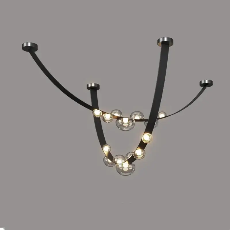 Populaire Minimalist leather and glass led chandelier for decoration