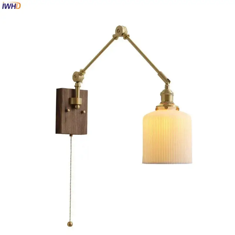 Nouvelle Collection Iwhd copper swing arm led wall light with pull chain switch