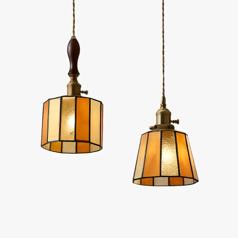 Vintage japanese style led pendant light with copper socket and gla... Top Vente