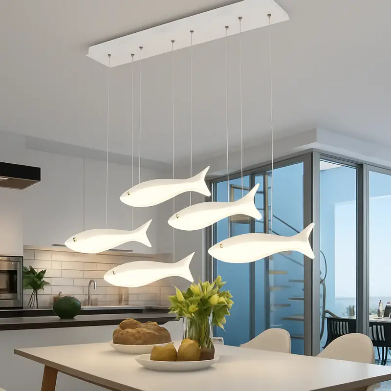 Commande En Gros Modern acrylic led fish-shaped pendant chandelier