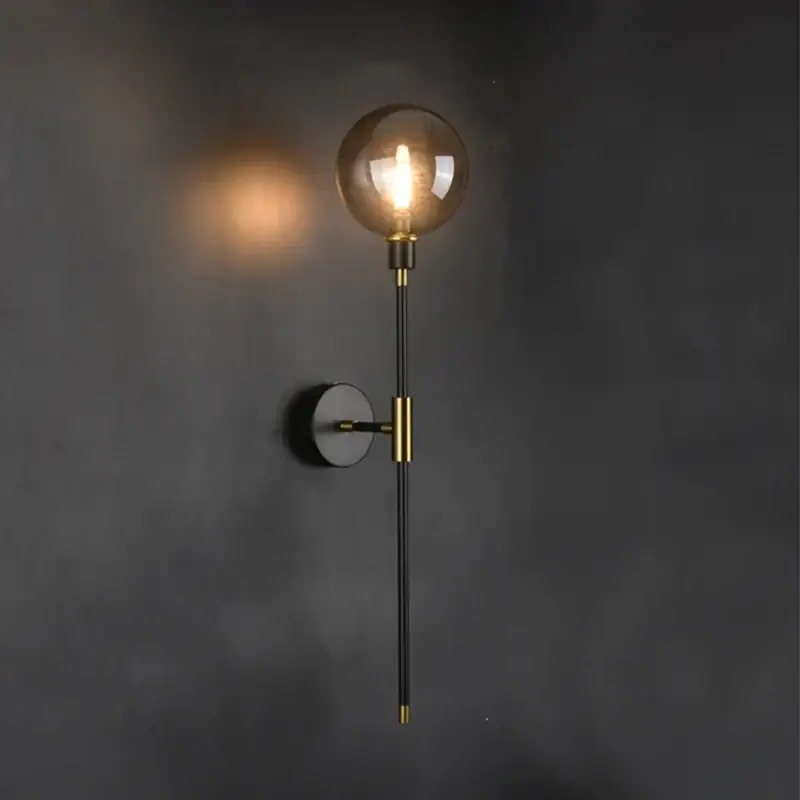 Nouvelle Collection Modern led wall light in black iron with decorative glass ball
