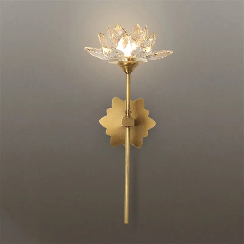 Luxury crystal led wall light in creative chinese lotus style Acheter En Ligne