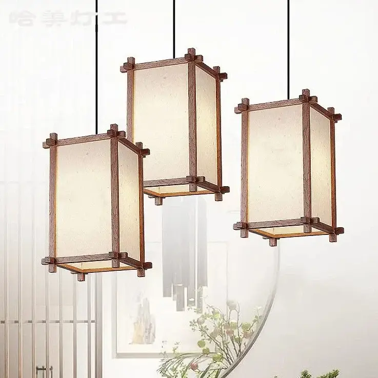 Vintage asian zen wooden pendant light Nouvelle Collection