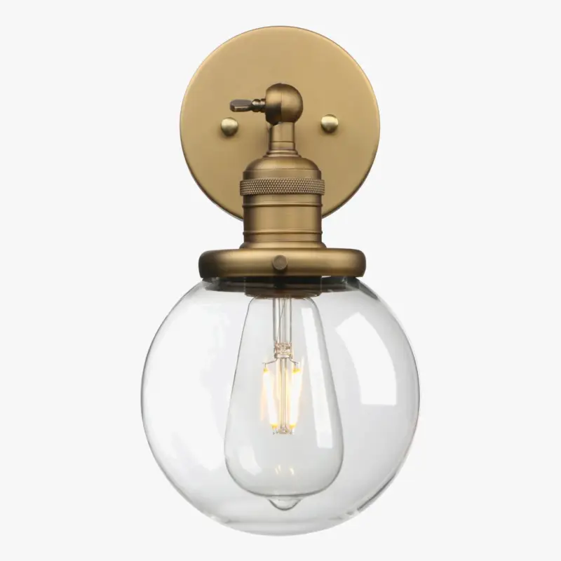 Must-Have Phansthy vintage industrial wall light with hand-blown round glass …