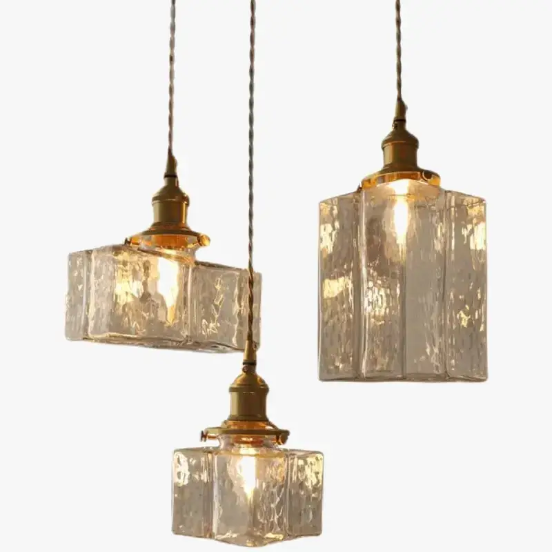Produit De Marque Japanese vintage style glass and brass led pendant light
