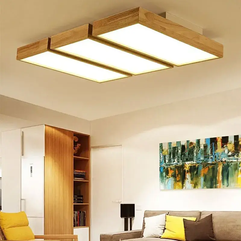 Modern minimalist square wooden led ceiling lamp Bon Marché
