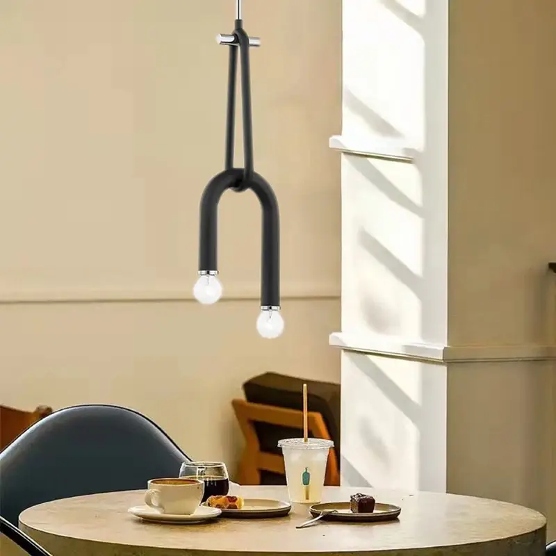 Creative 2 bulb chandelier with adjustable height in metal Jusqu'à Épuisement Des Stocks