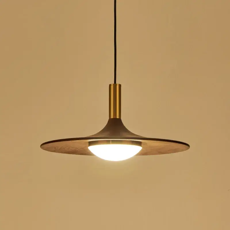 Nordic walnut wood pendant light Soldes