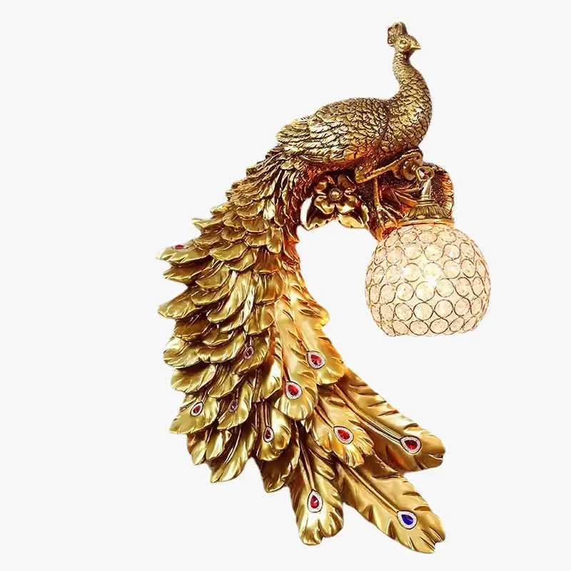 Modern vintage gold peacock resin wall light Offre Du Jour