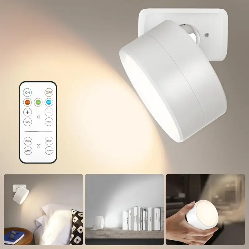 Promotion Saisonnière Rechargeable led wall light with 360° rotating touch remote control
