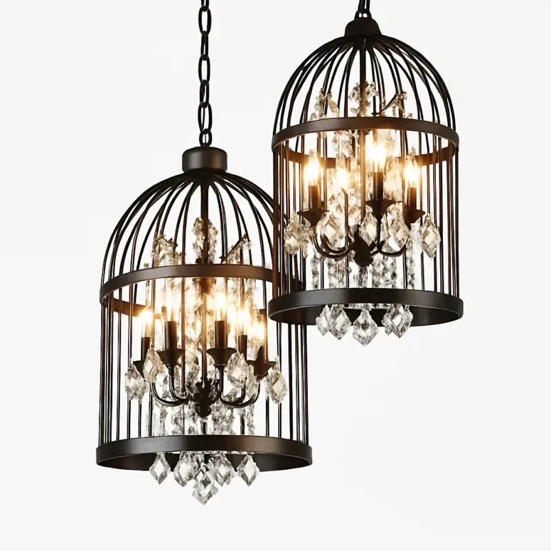 Vintage crystal birdcage chandelier for bars and restaurants Nouvelle Collection