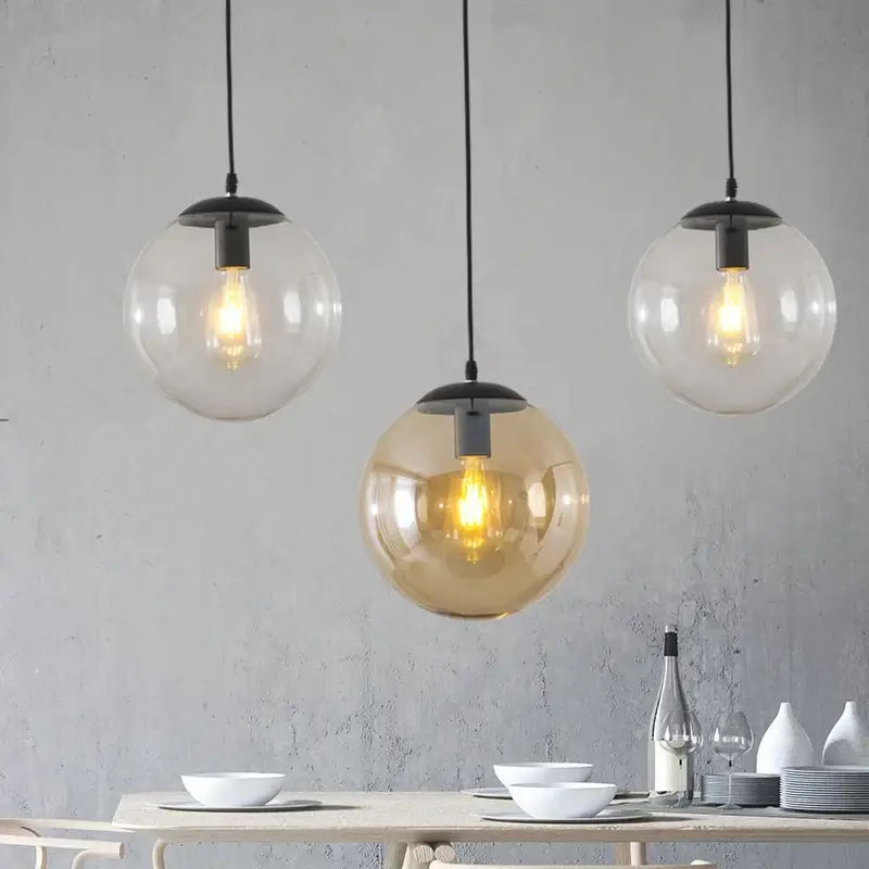 Produit De Marque Glass ball pendant light retro loft industrial led suspension