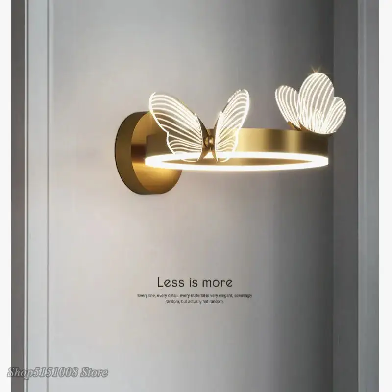 Offre Spéciale Modern nordic creative golden butterfly led wall light