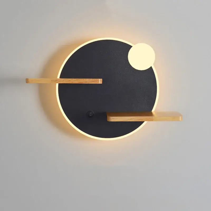 Nordic led wall light with shelf and usb charger Produit De Marque