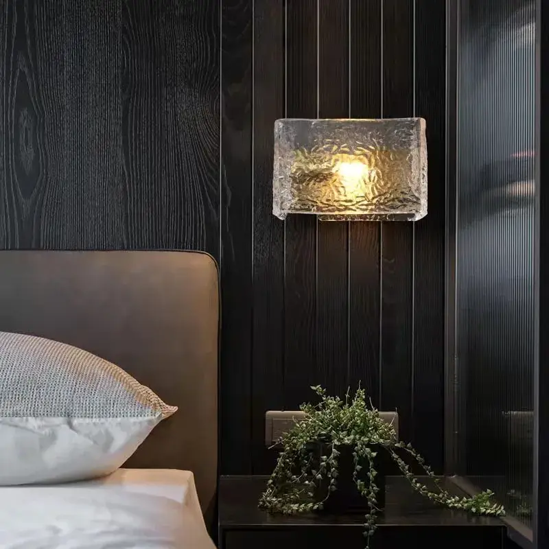 Commande En Gros Square glass wall light with water pattern for modern interior decor