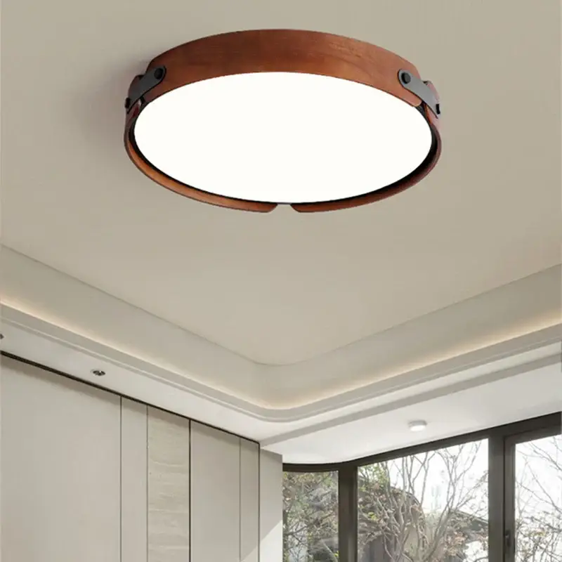 Wooden ceiling light with artificial leather and 3 interchangeable … Haute Qualité